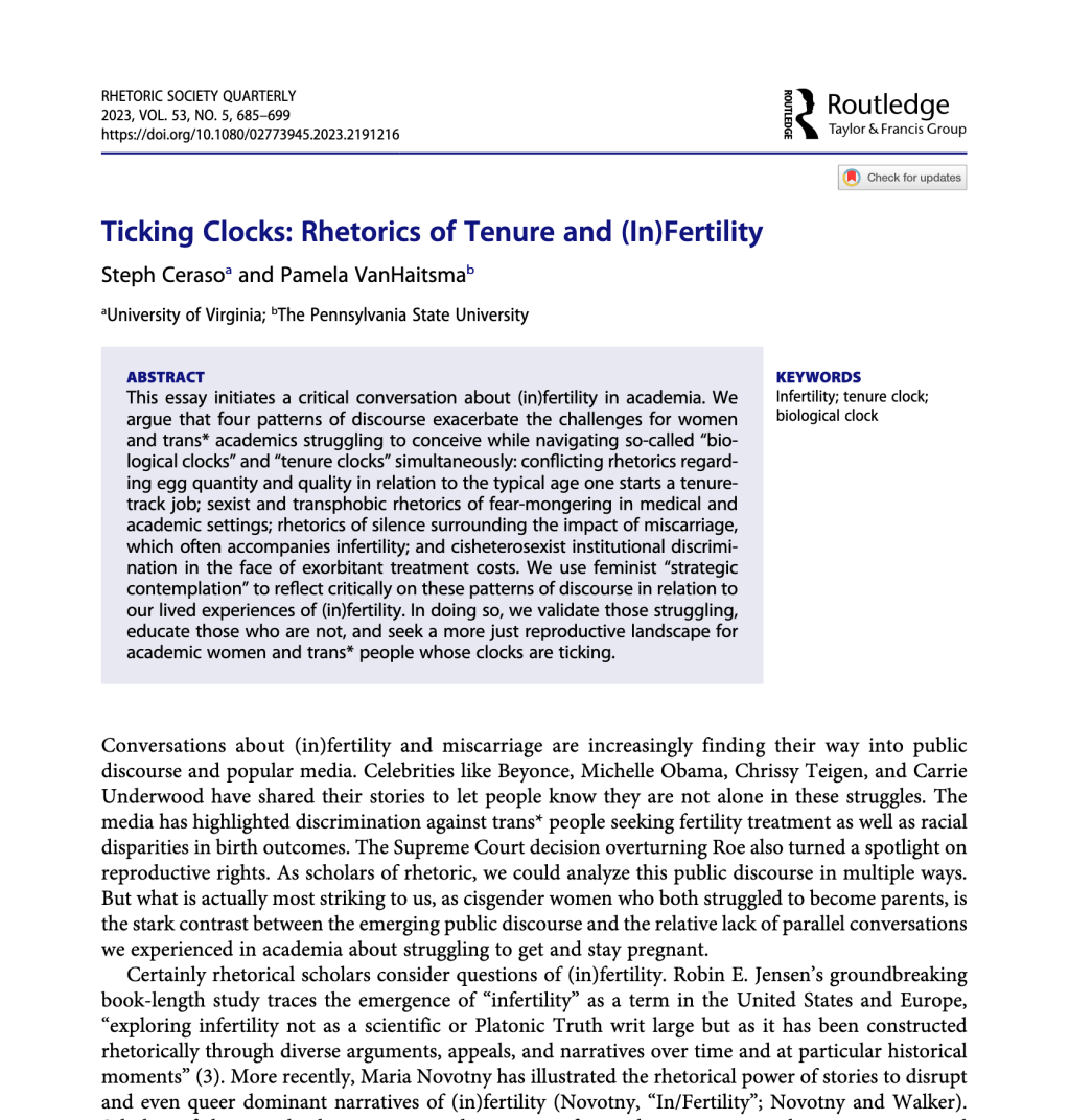 Ticking Clocks: Rhetorics of Tenure and (In)Fertility